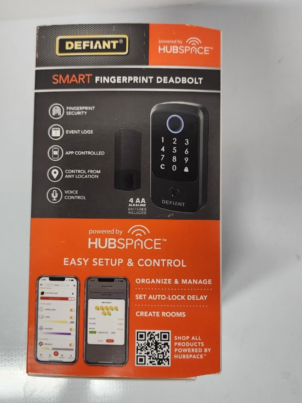 Defiant Square Matte Black Smart Wi-Fi Deadbolt Powered By Hubspace Sealed Read